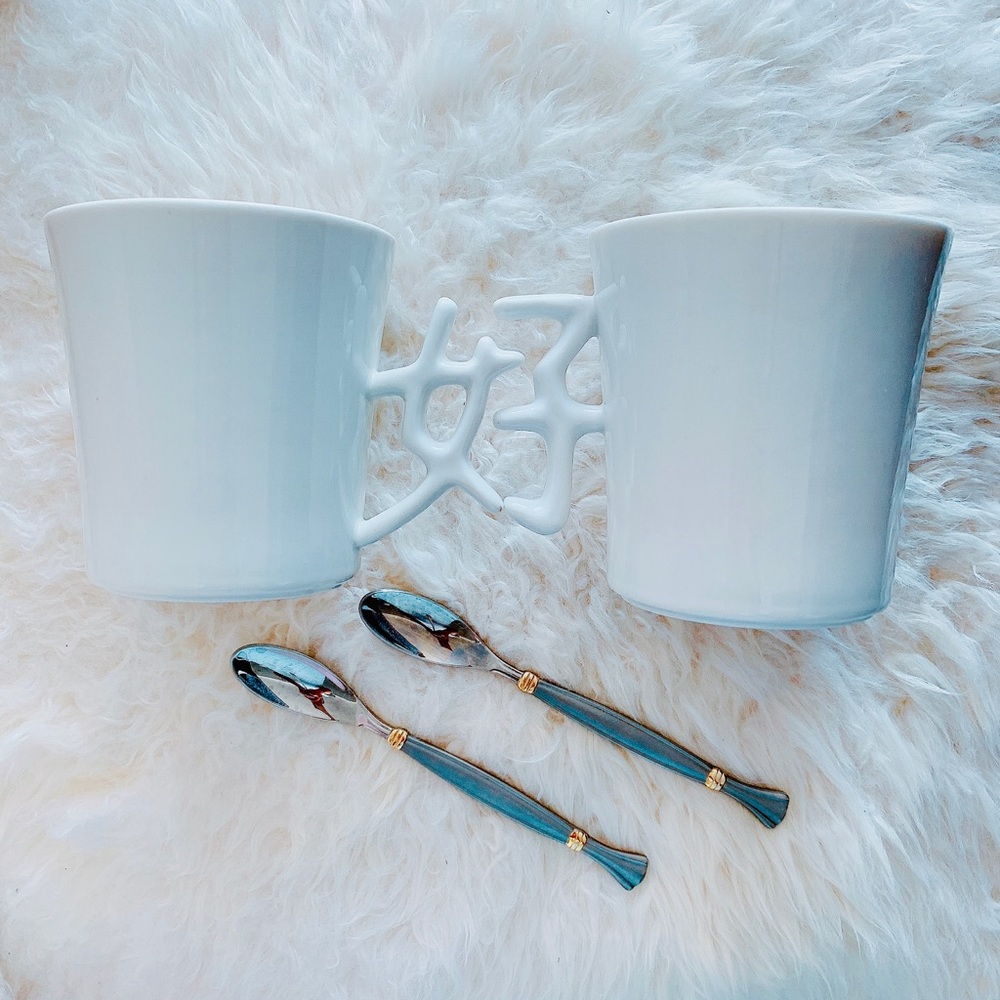 NEW 2 Mugs + Spoons